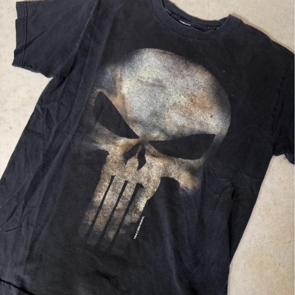 Vintage 2006 Marvel Punisher Skull Graphic T-Shirt Black Mens Small